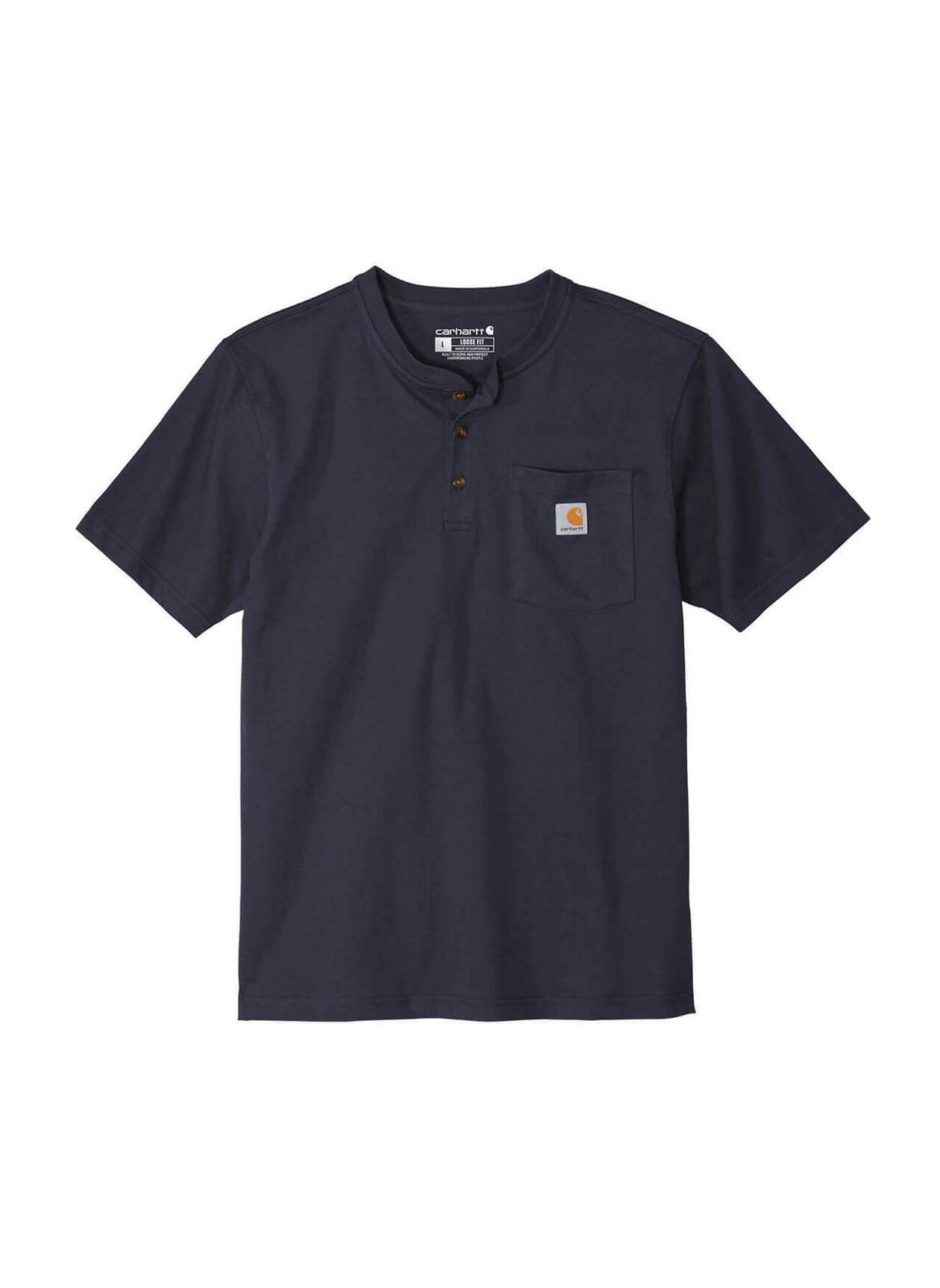 Branded Carhartt Men's Navy Henley T-Shirt | Logo T-shirts