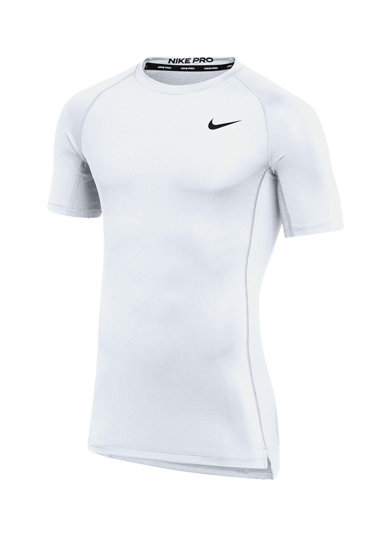 Embroidered Nike Men's White / Black Pro Tight T-Shirt | Company T-shirts