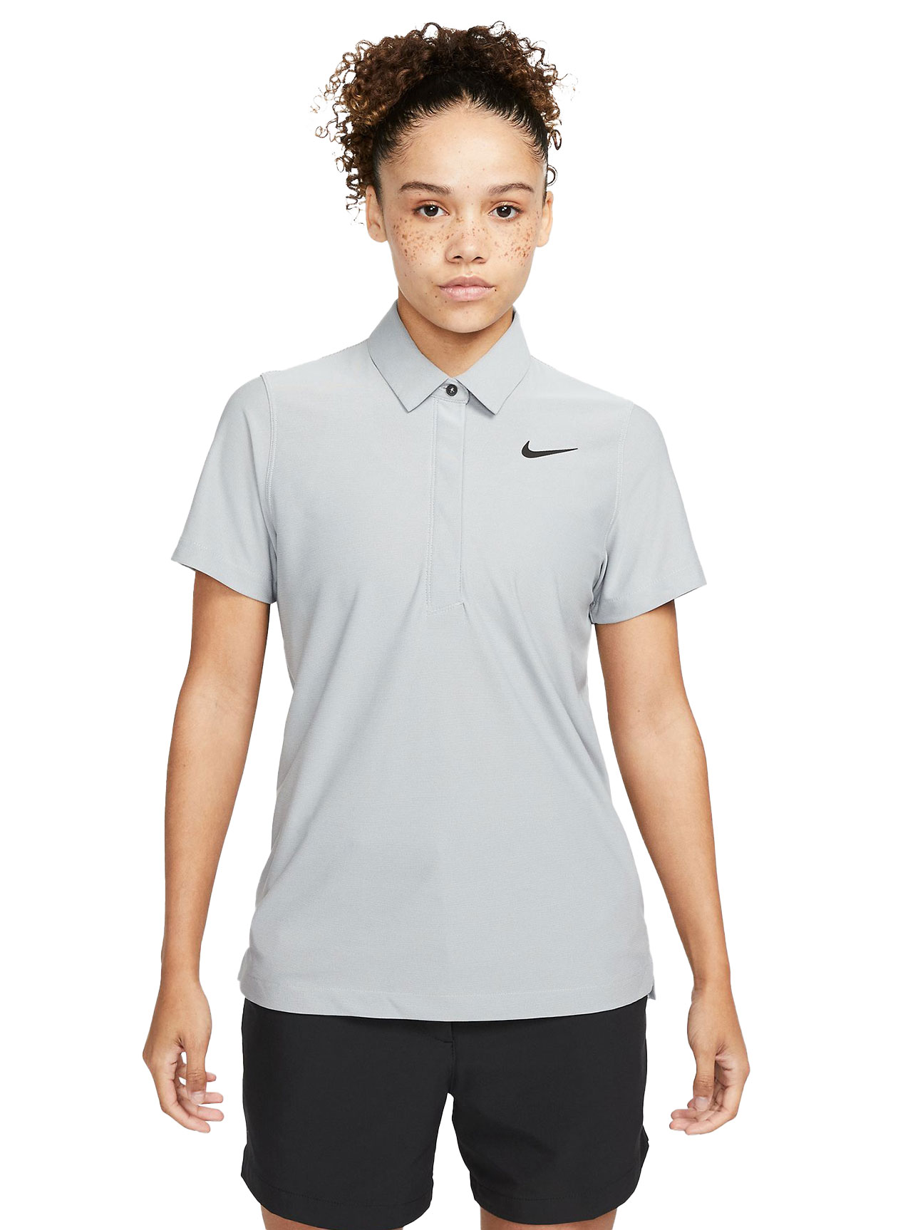 NIKE Solid Women Polo Neck Grey T-Shirt - Buy NIKE Solid Women Polo Neck  Grey T-Shirt Online at Best Prices in India