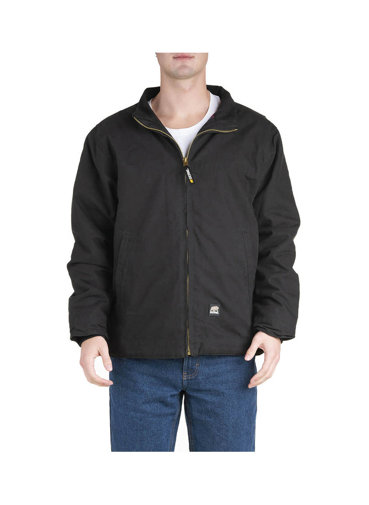Berne Men's Black Flagstone Flannel-Lined Duck Jacket