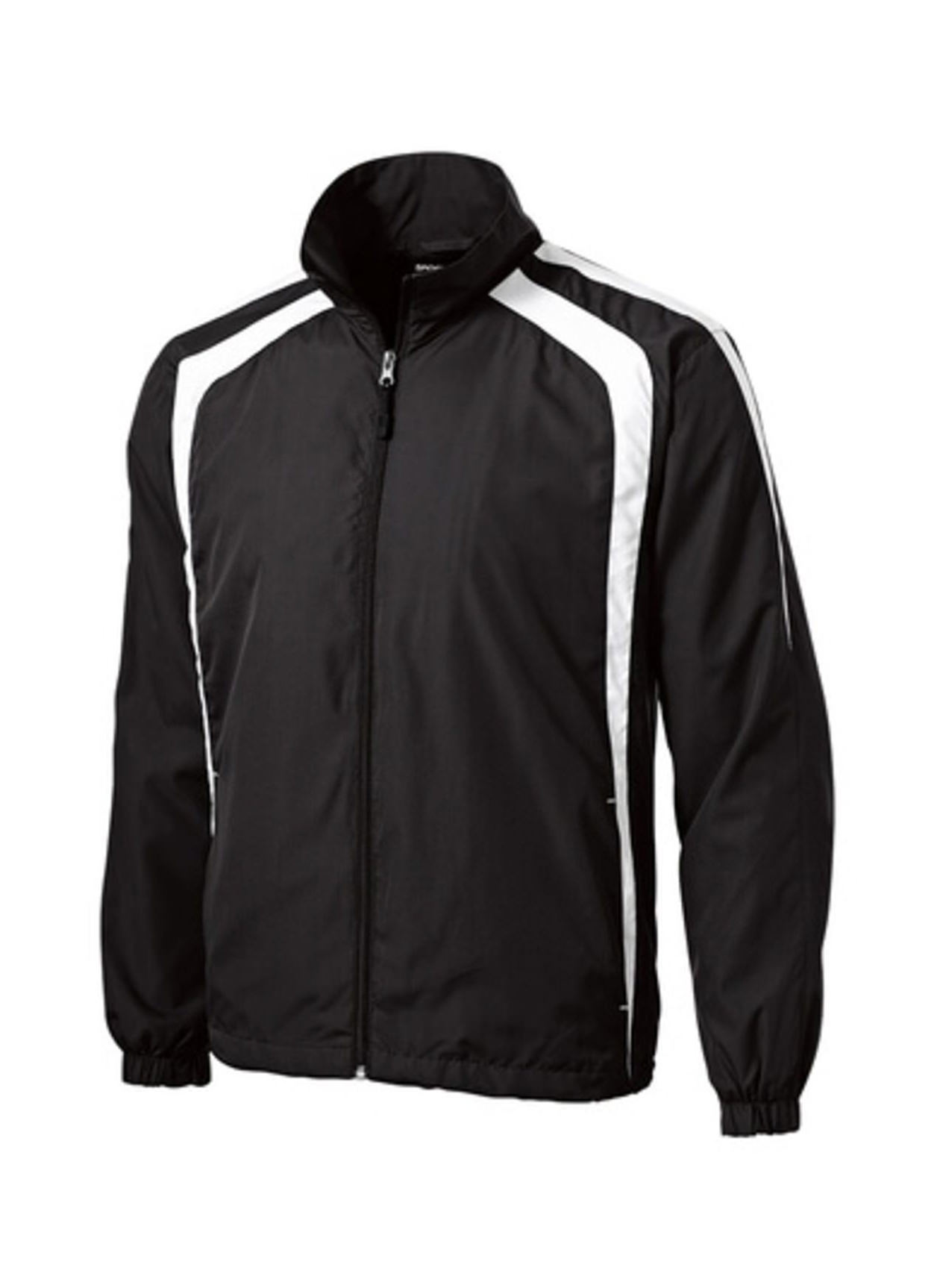 SPORT-TEK Men's Black / White Colorblock Raglan Jacket
