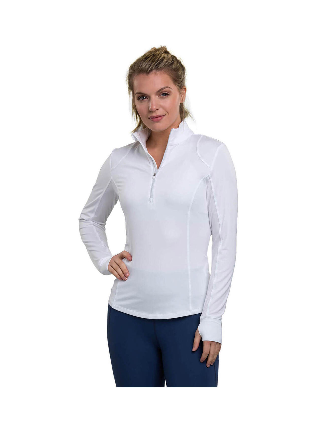 Zero Restriction Women's White Renae Quarter-Zip Mock Neck