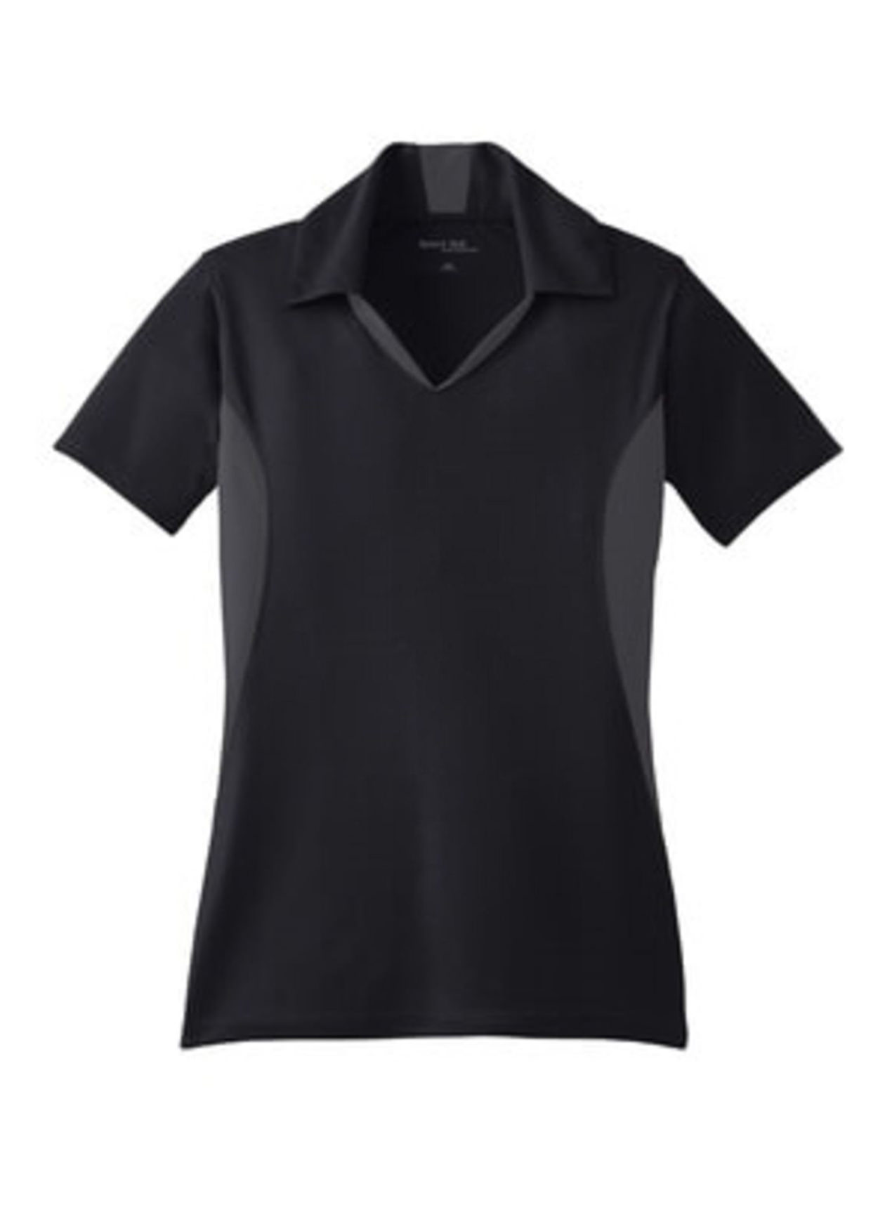 Custom Polo Shirts  Embroidered SPORT-TEK Women's Black / Iron Grey Side  Blocked Micropique Sport-Wick Polo
