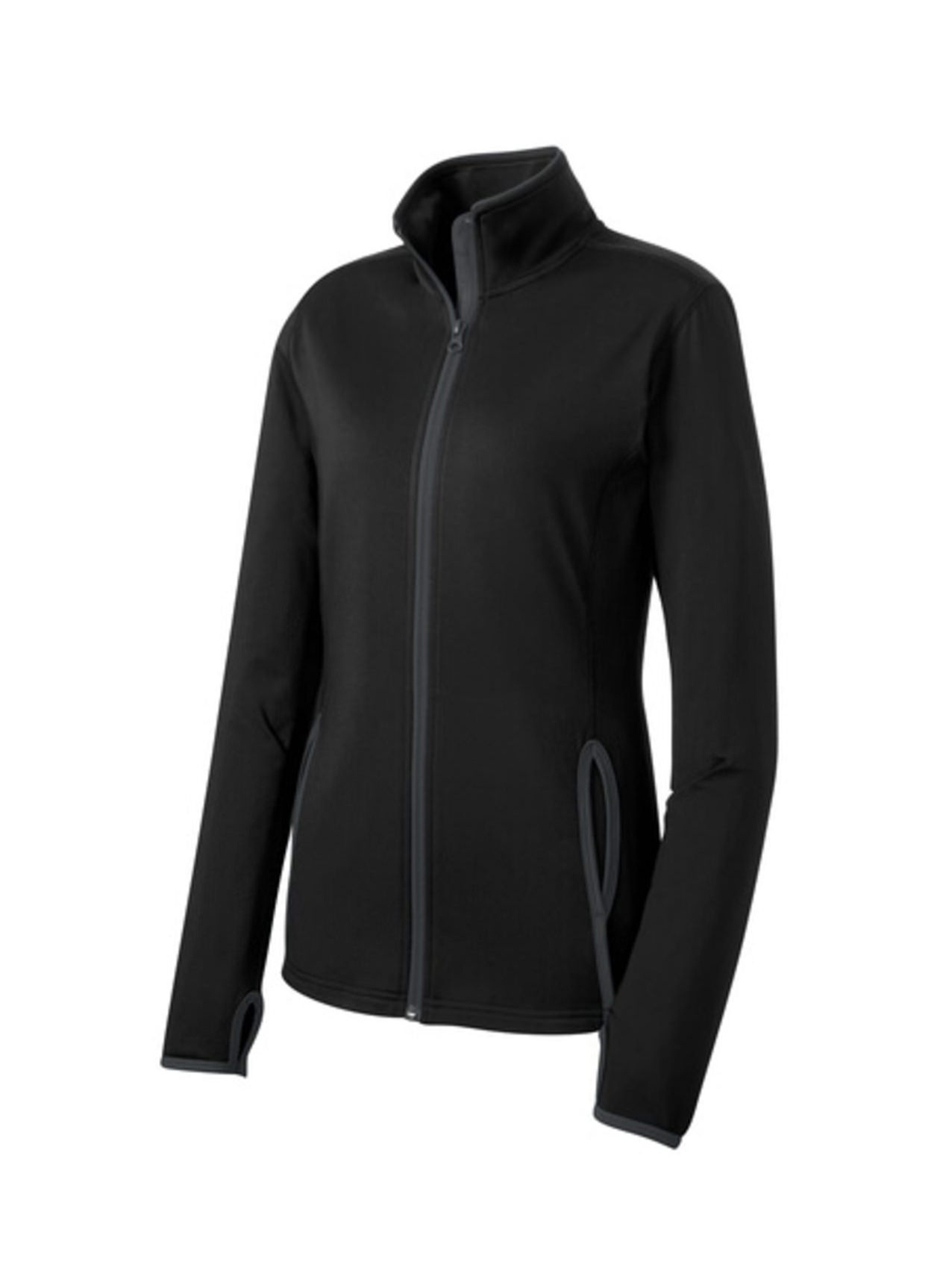 SPORT-TEK Women's Black / Charcoal Grey Sport-Wick Stretch Contrast Jacket