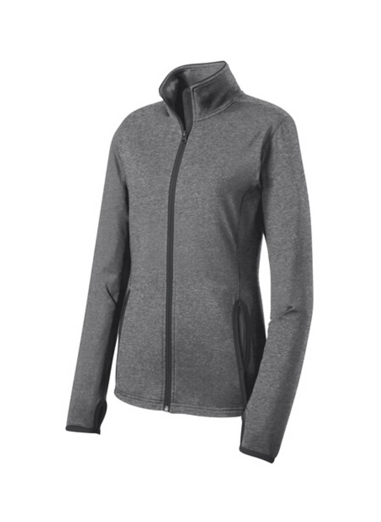SPORT-TEK Women's Charcoal Grey Heather / Charcoal Grey Sport-Wick Stretch Contrast Jacket