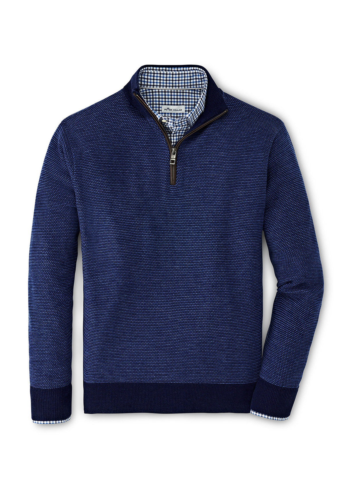 Peter Millar Two-Color Broken Jersey Quarter-Zip Sweater