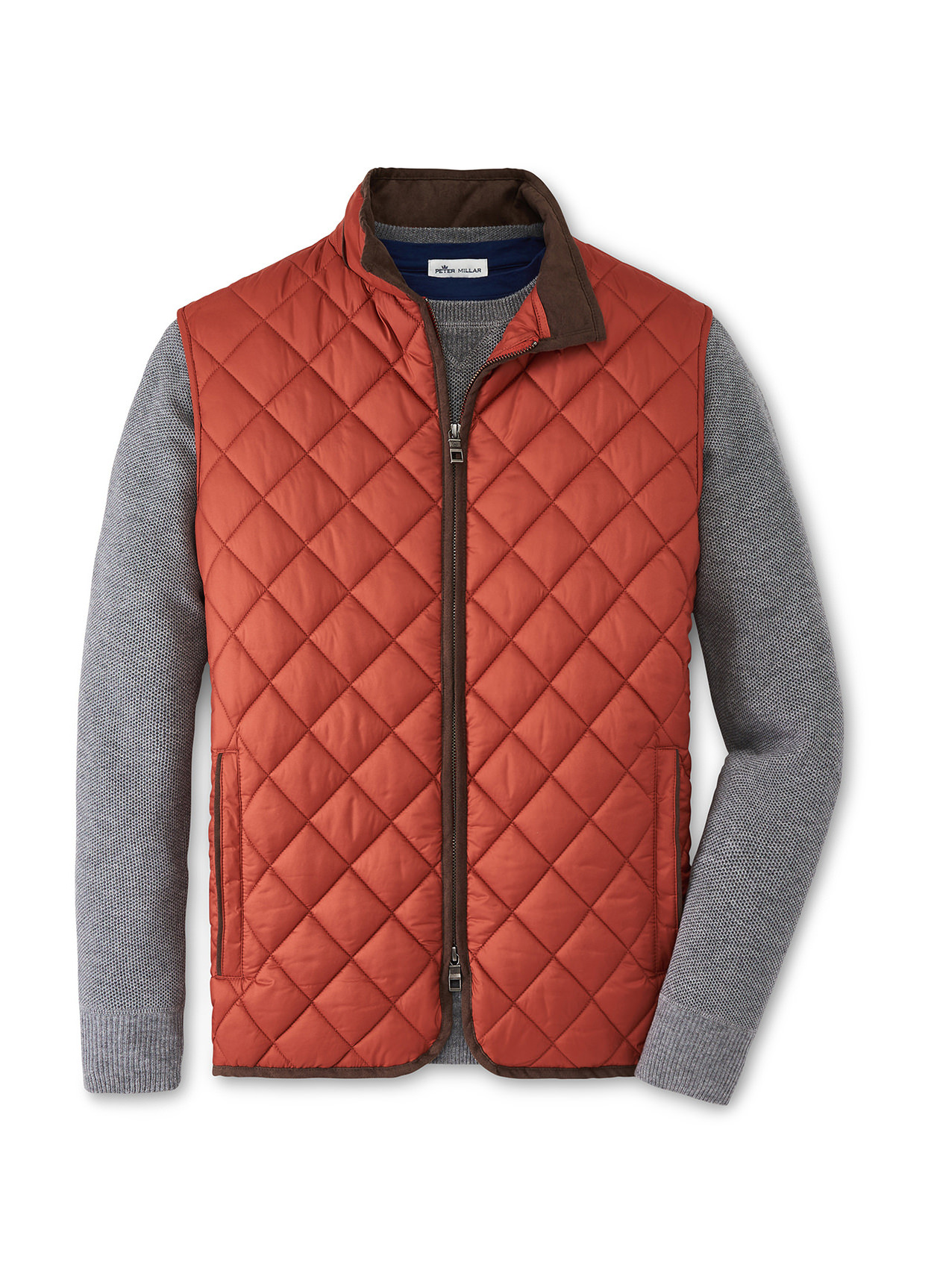 Men's Peter Millar Essex Essential Quilted Travel Vest Burnt