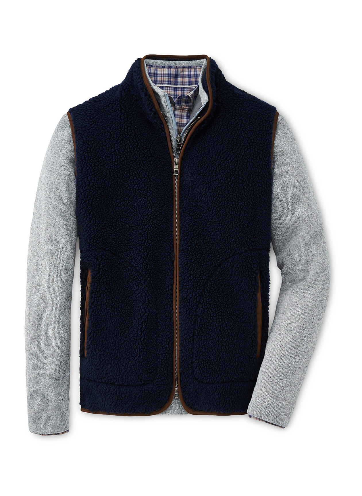 Peter Millar Navy Men's High Pile Sherpa Vest | Peter Millar