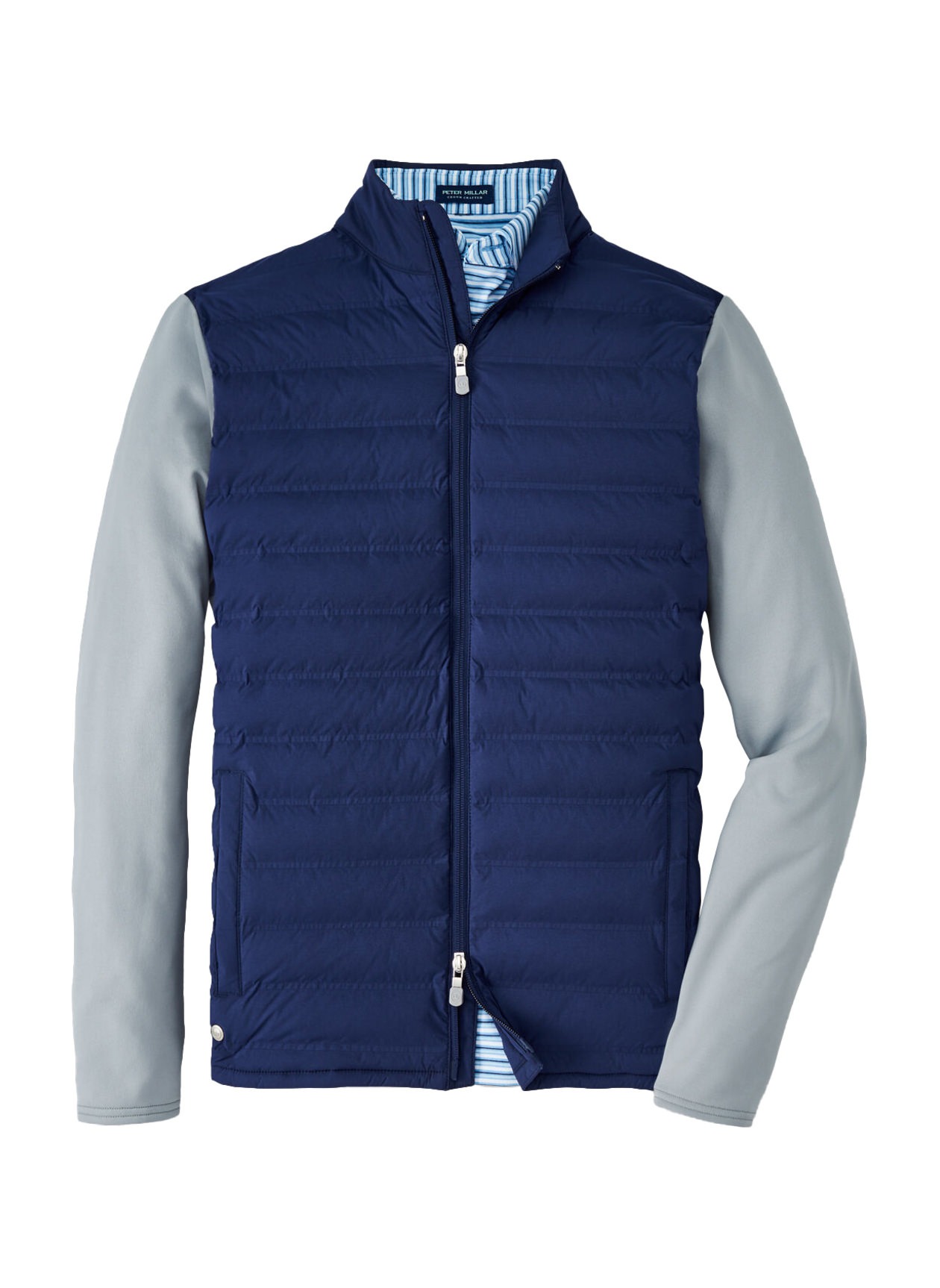 Peter Millar Navy Men's Stitchless Baffle Hybrid Jacket | Peter Millar