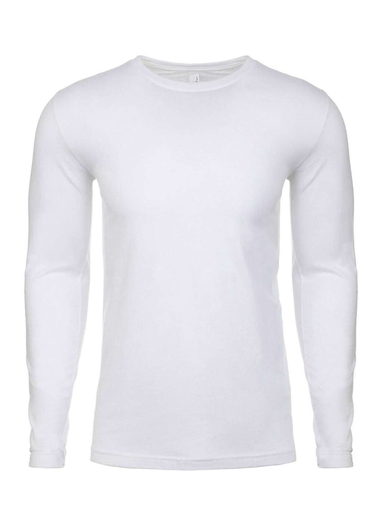 Next Level Men's White Cotton Long-Sleeve Crew T-Shirt