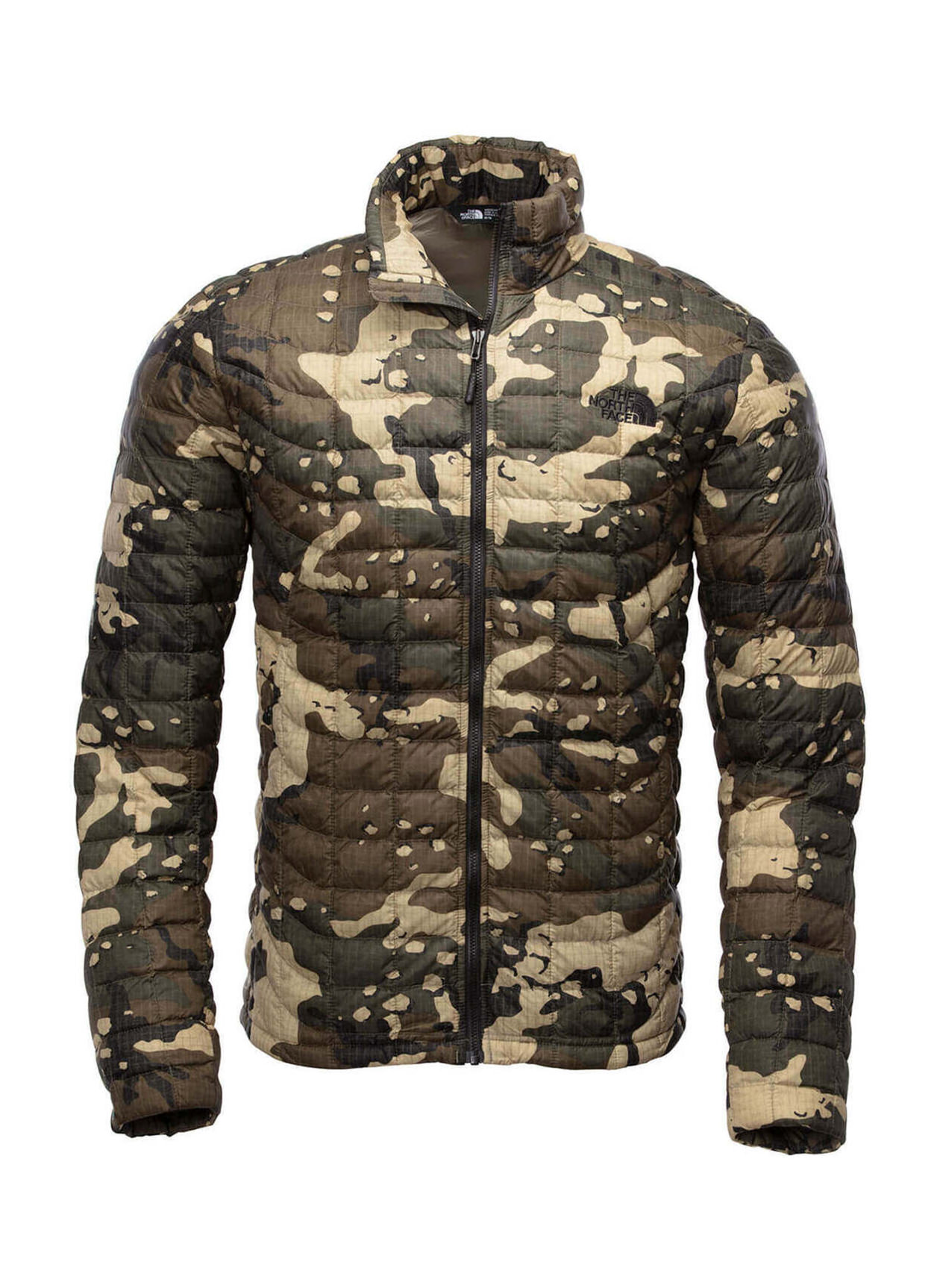 The North Face Men's Burnt Olive Green Woodchip Camo Print ThermoBall Trekker Jacket