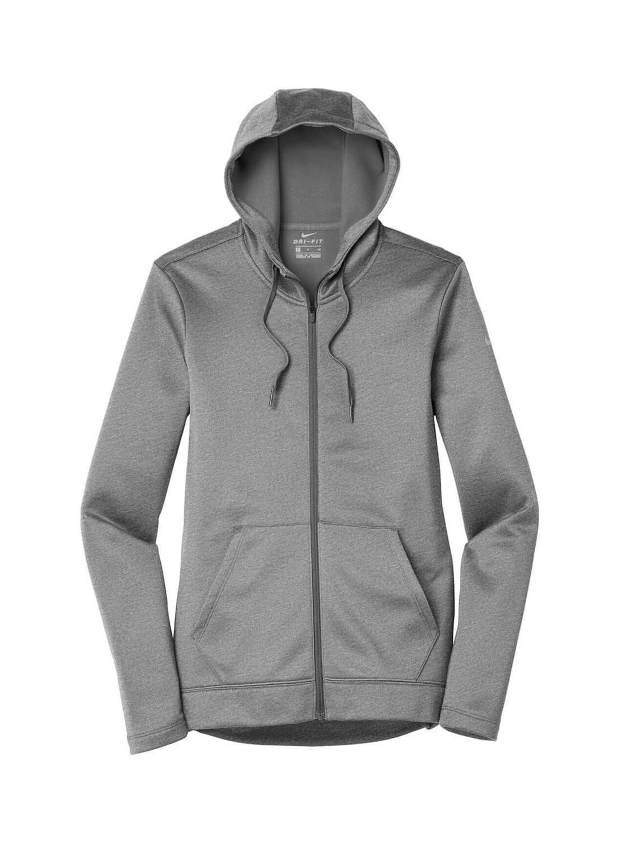 Nike Women's Dark Grey Heather Therma-Fit Full-Zip Fleece Hoodie