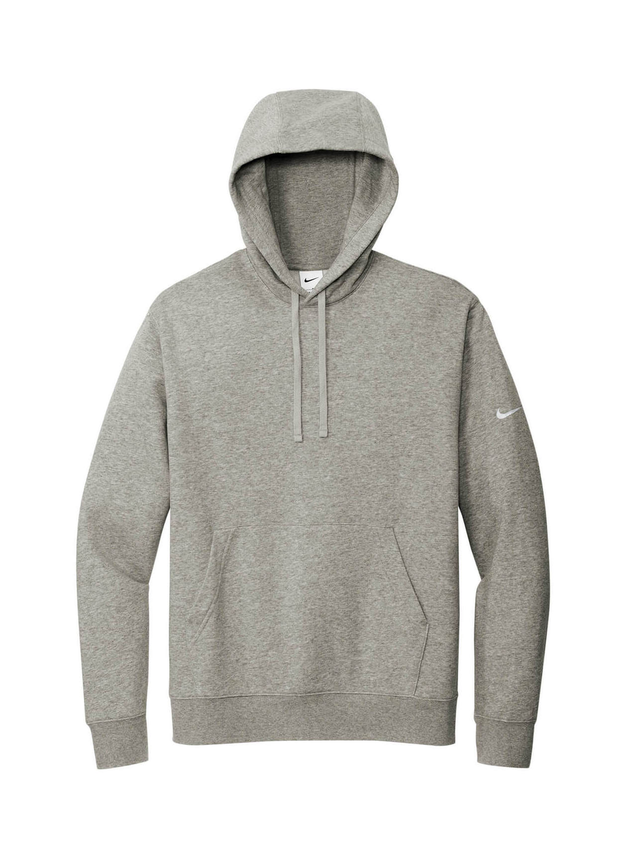 Nike Men's Dark Grey Heather Club Fleece Sleeve Swoosh Pullover Hoodie