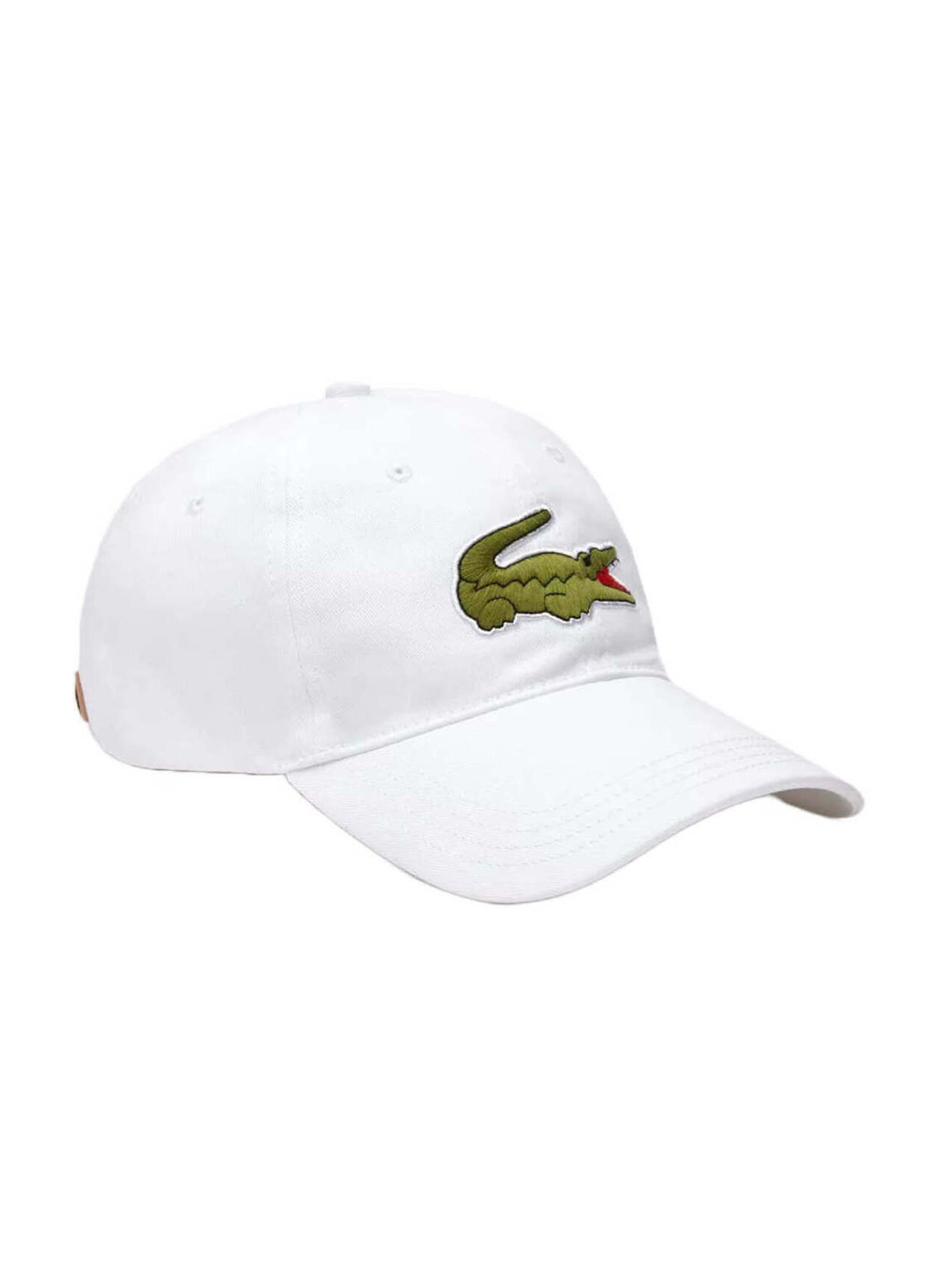 Lacoste White Contrast Strap And Oversized Crocodile Cotton Hat