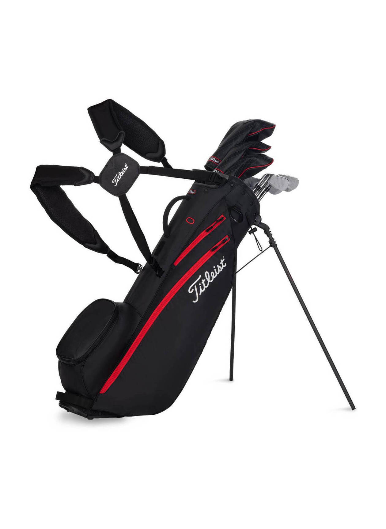 Titleist Black / Red Players 4 Carbon Stand Bag