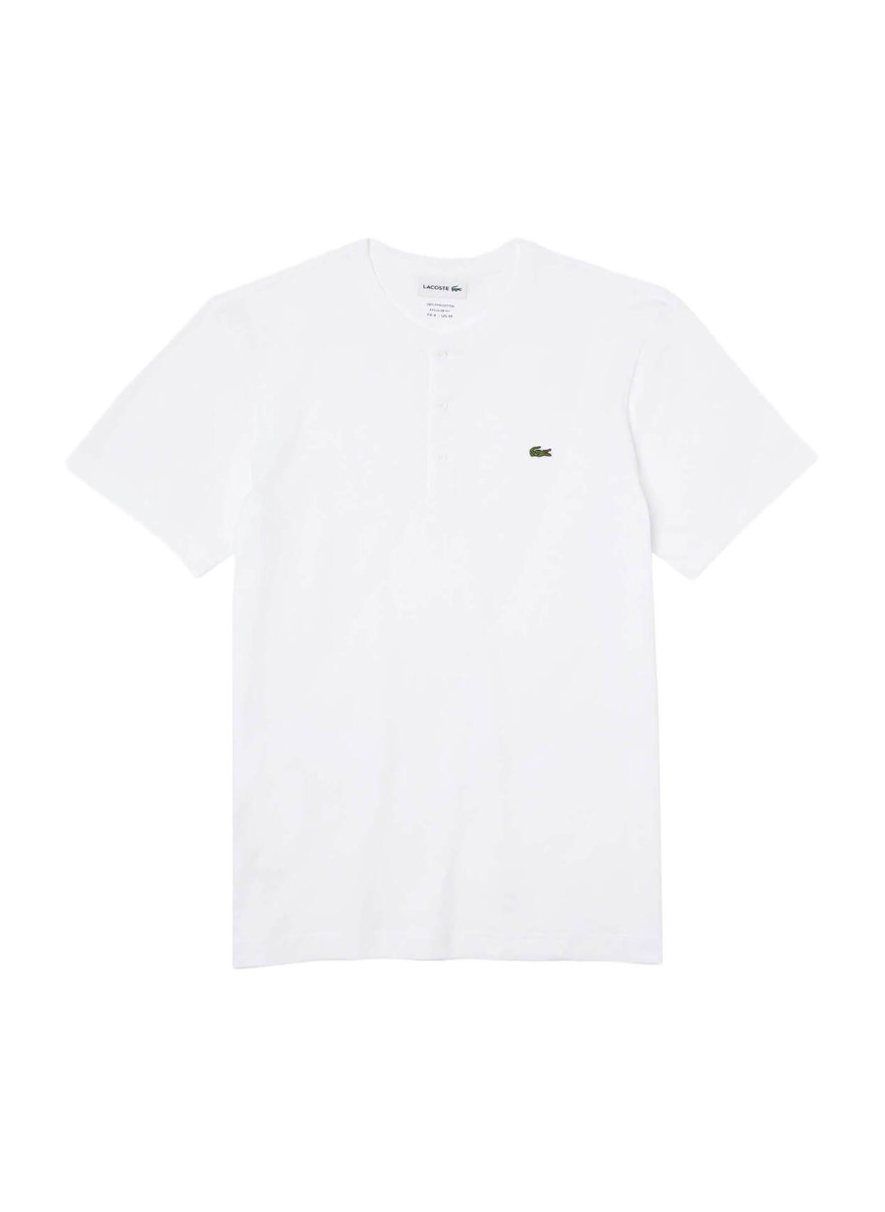 Lacoste Men's White Henley Neck Pima Cotton Jersey T-shirt
