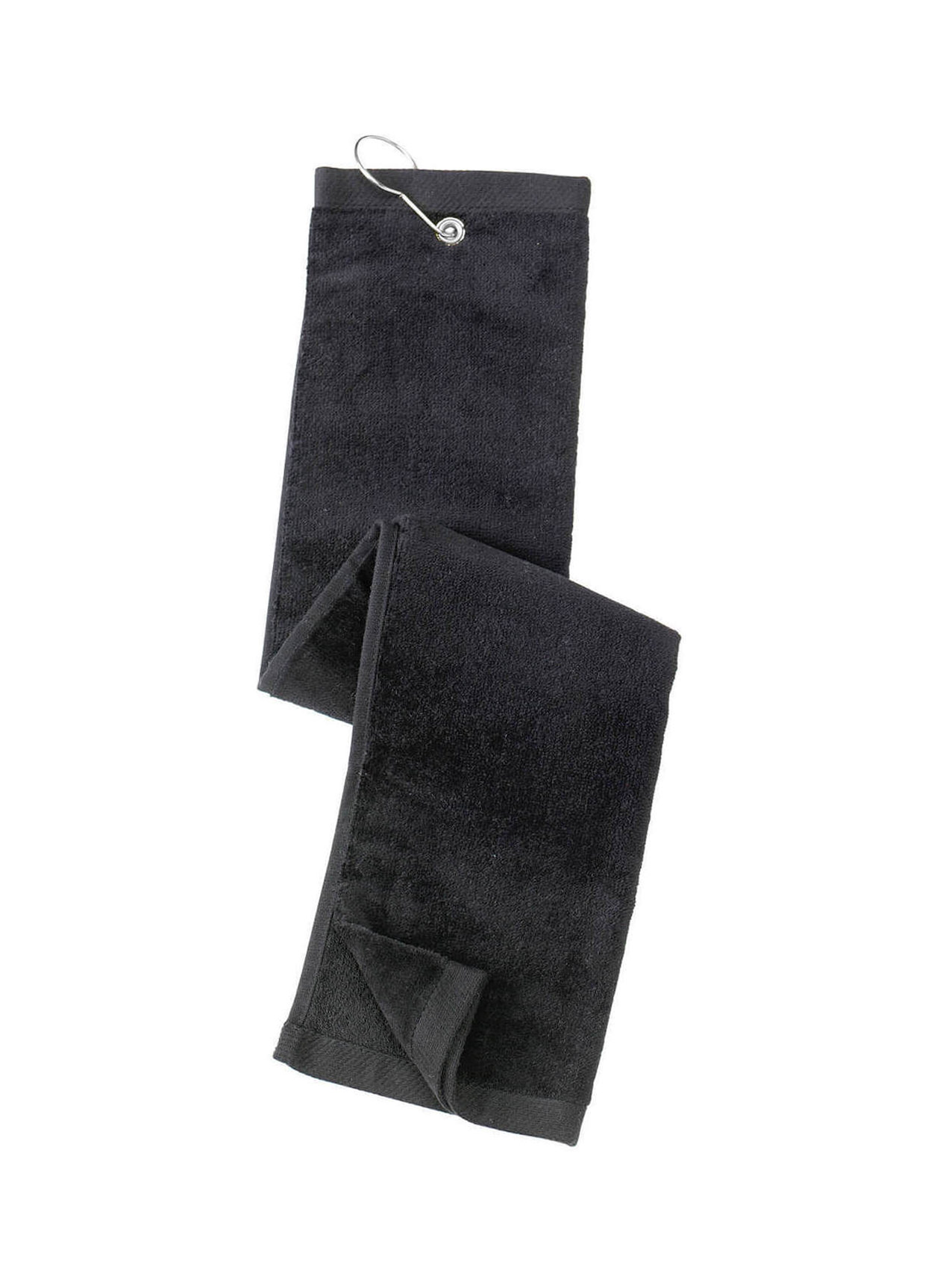 Port Authority Black Grommeted Tri-Fold Golf Towel