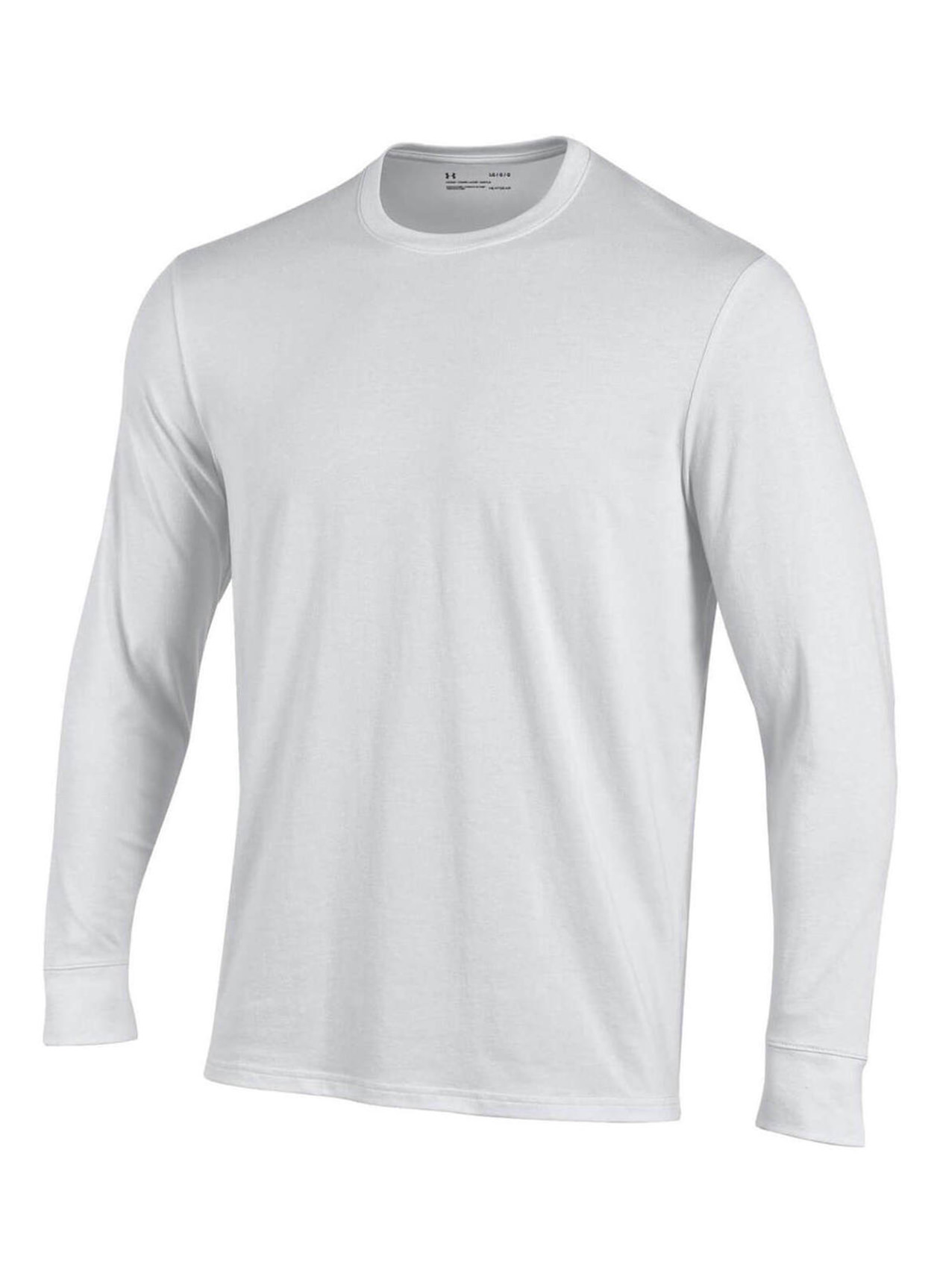 Embroidered Under Armour Men's White Performance Long-Sleeve Cotton T-Shirt