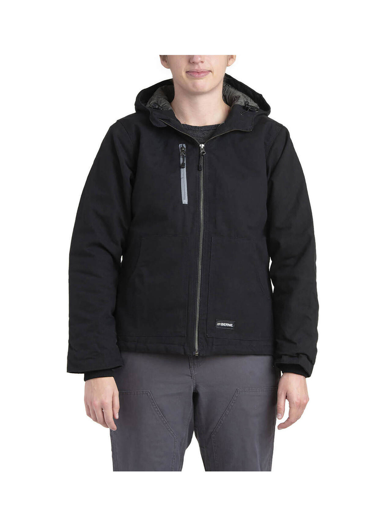 Berne Women's Black Softstone Modern Full-Zip Hooded Jacket