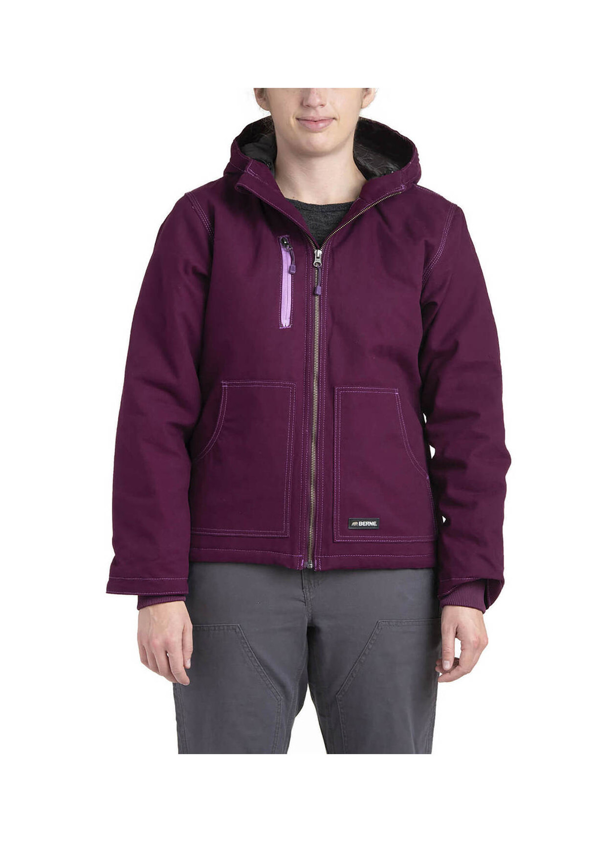 Berne Women's Plum Softstone Modern Full-Zip Hooded Jacket