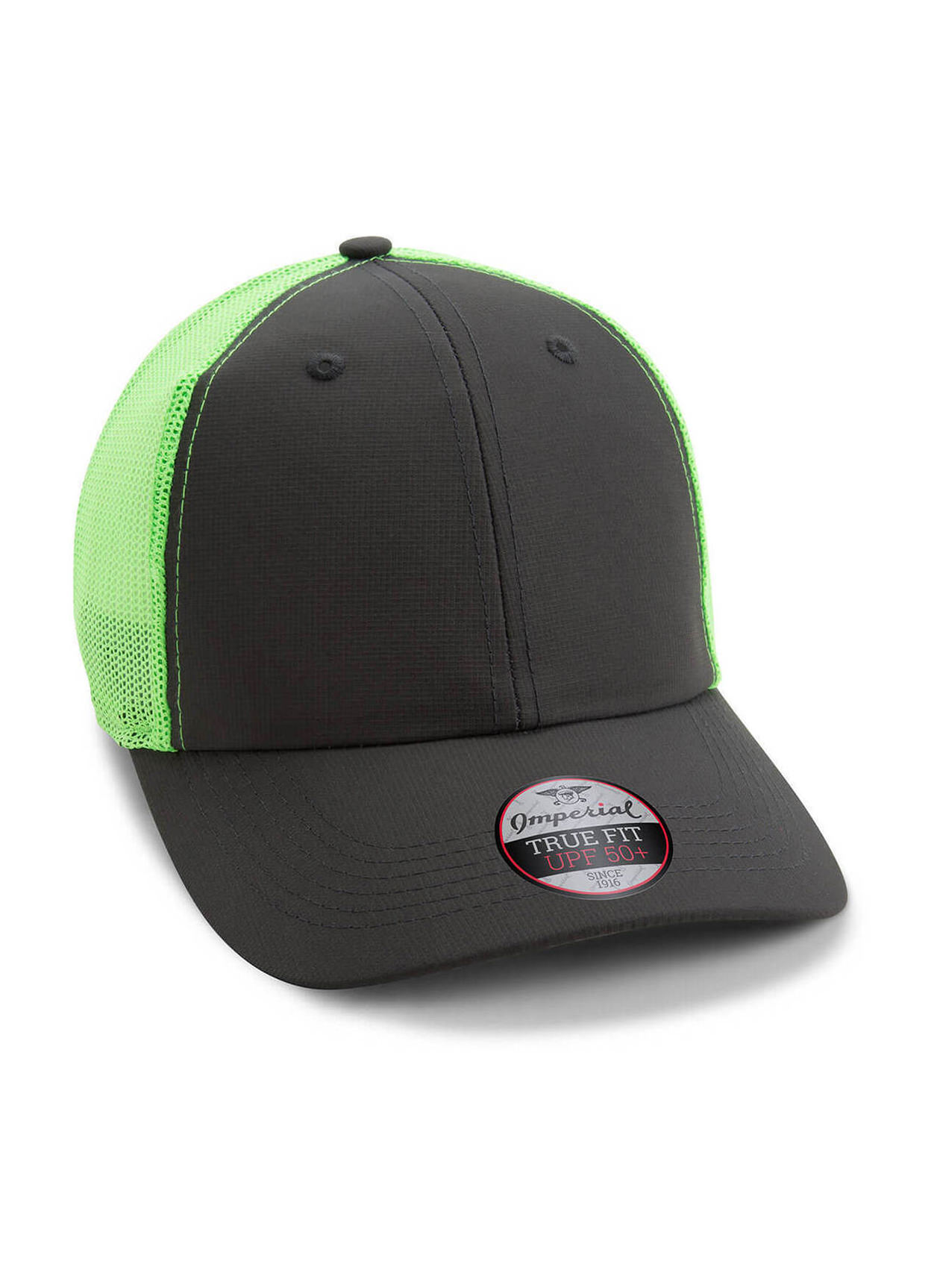 Imperial Dark Grey / Neon Green Structured Performance Meshback Hat