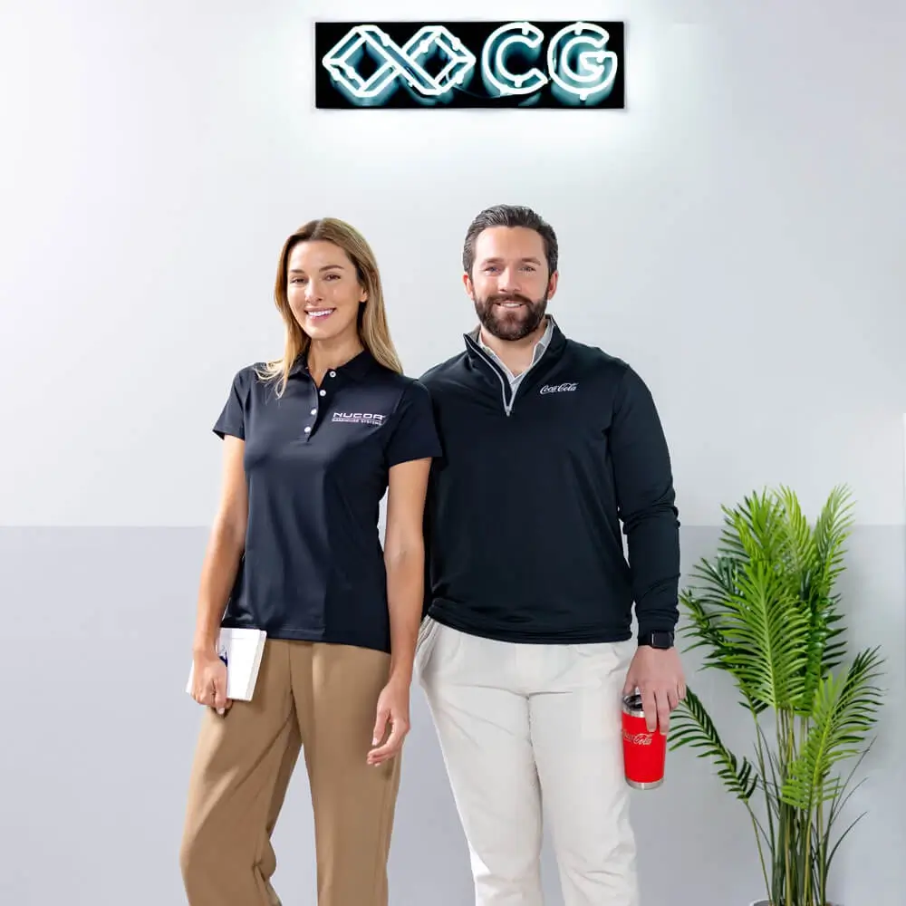 Custom corporate apparel built for warm weather comfort and all-day brand visibility. 