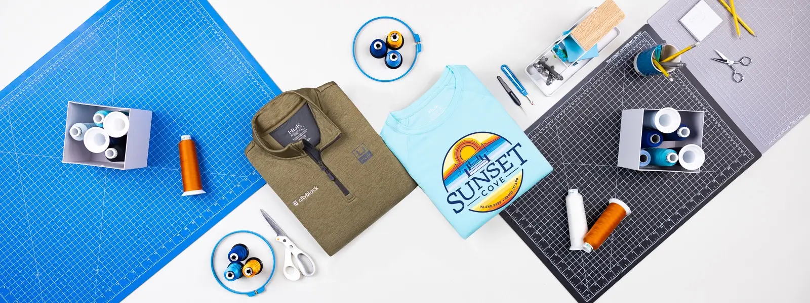 Custom HUK clothing and embroidered shirts create standout corporate apparel.