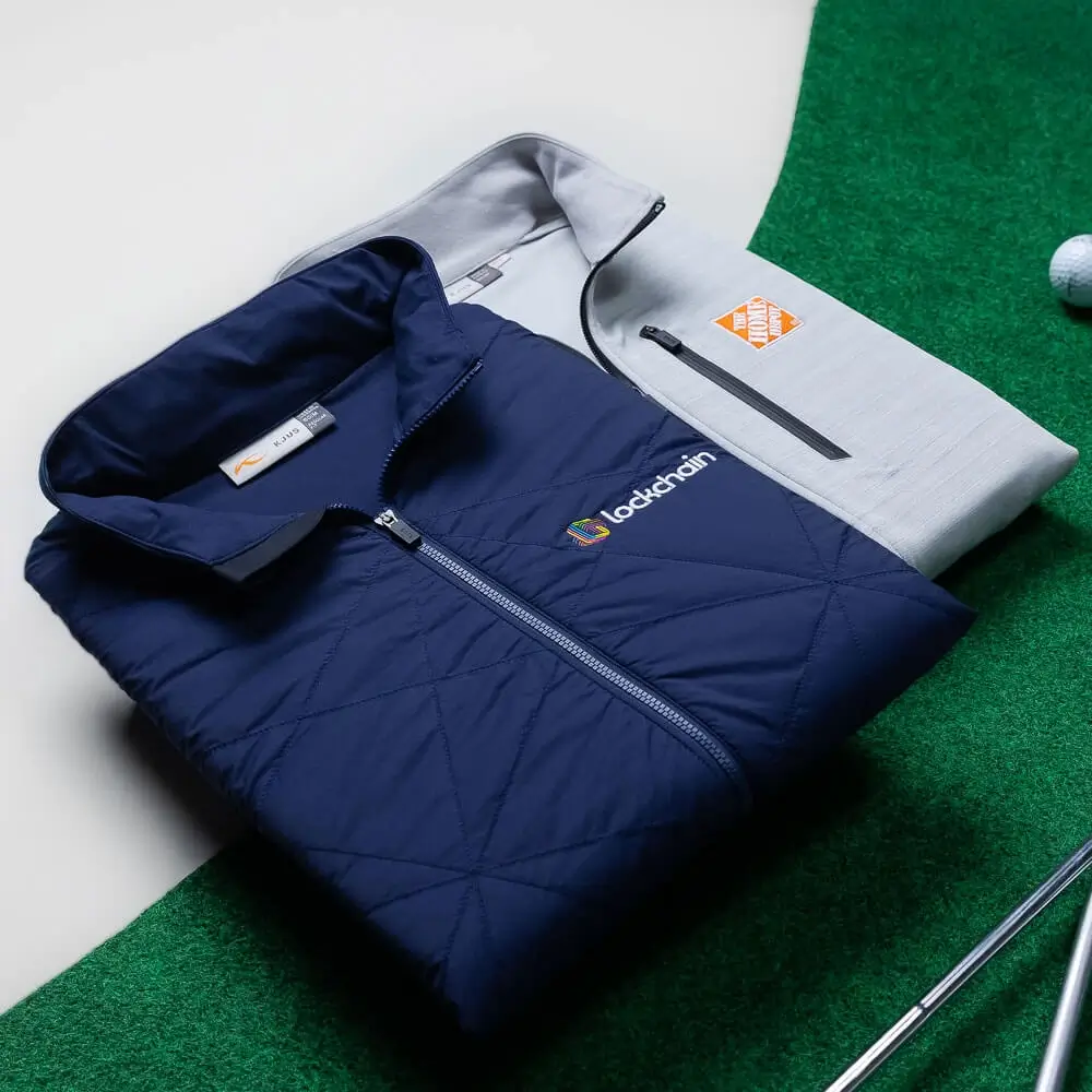 Logo golf shirts and custom jackets — Corporate Gear support for employee gifts and events. 