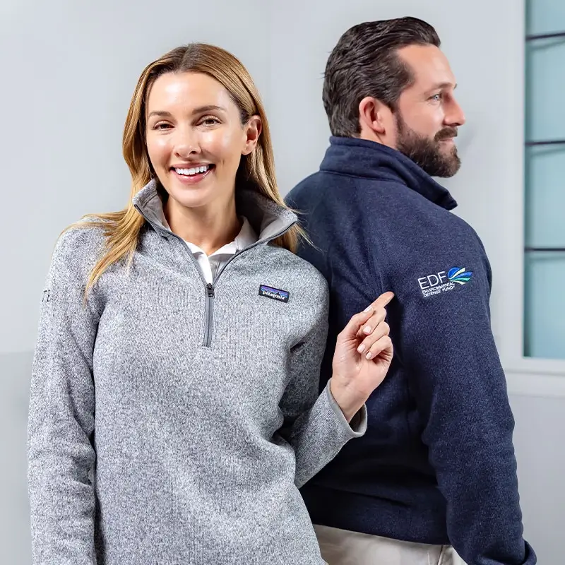 Custom Nike. Custom Patagonia. Custom YETI. Custom embroidery added to premium corporate pullovers.