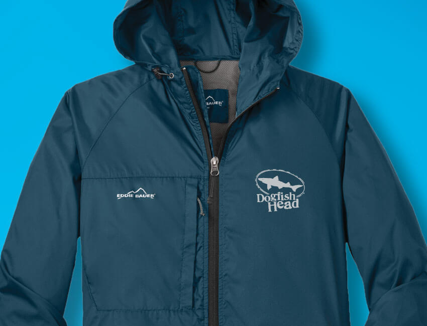 Customize your company logo on Eddie Bauer rain jackets