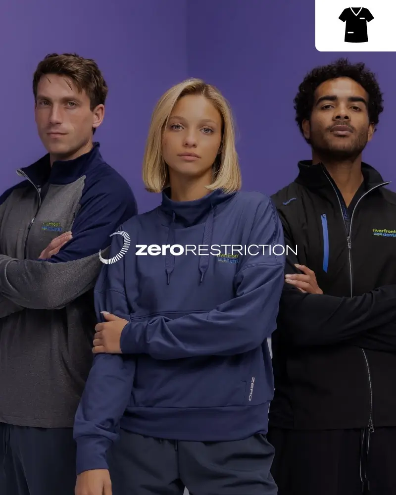 Find premium Zero Restriction custom nurse scrubs uniforms at PK Health Gear.